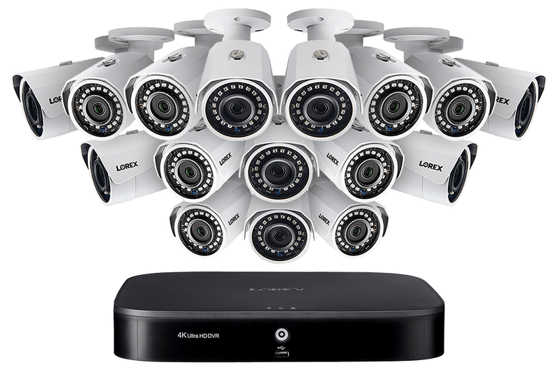 1080p Camera System with 16-Channel 4K DVR and Sixteen 1080p HD Metal Outdoor Cameras, 150FT Night Vision