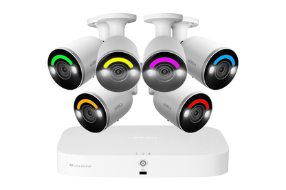 Lorex Fusion 4K 16 Camera Capable (8 Wired + 8 Fusion Wi-Fi) 2TB Wired NVR System with 4 Bullet Cameras Featuring Smart Security Lighting