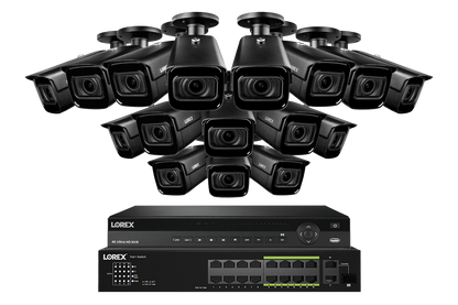 Lorex 4K (32 Camera Capable) 8TB Wired NVR System with Nocturnal 3 Smart IP Bullet Cameras Featuring Motorized Varifocal Lens and 30FPS Recording