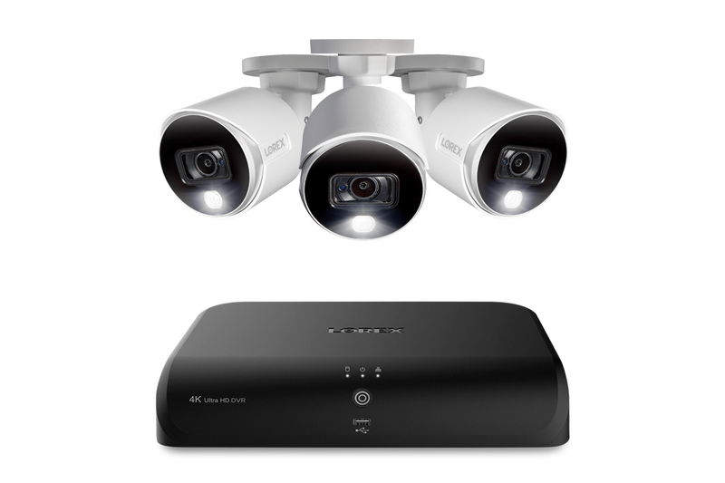 Lorex 4K 8-Channel 1TB DVR System with 3 Analog Active Deterrence Cameras