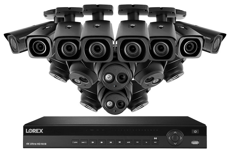 4K Nocturnal IP NVR System with 16-channel NVR, Eight 4K IP Dome and Eight 4K IP Motorized Zoom Bullet Cameras, 250FT Night Vision