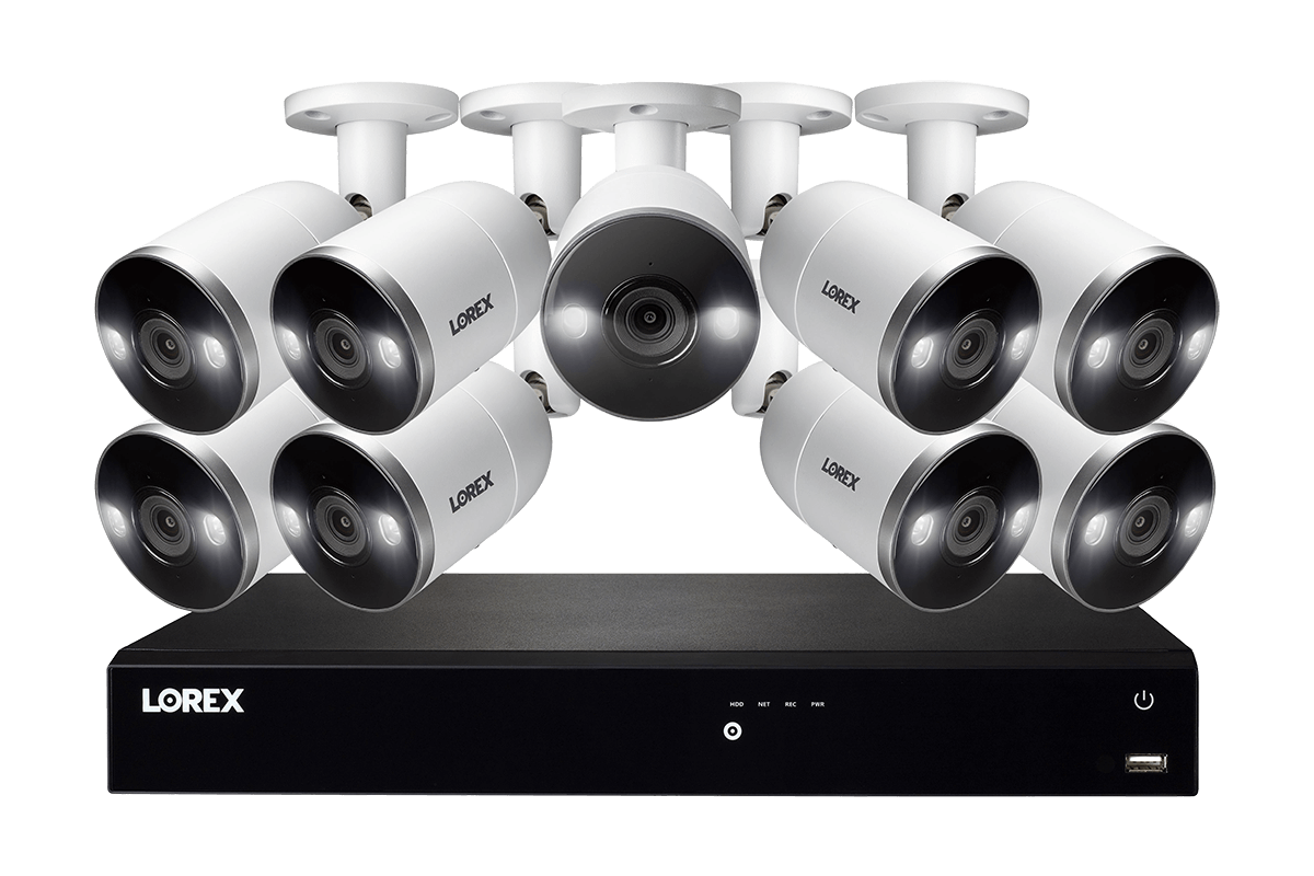 16-Channel 4K Ultra HD Fusion NVR System with 9 Smart Deterrence IP Cameras, 4TB Hard Drive 