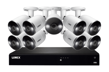 16-Channel 4K Ultra HD Fusion NVR System with 9 Smart Deterrence IP Cameras, 4TB Hard Drive 