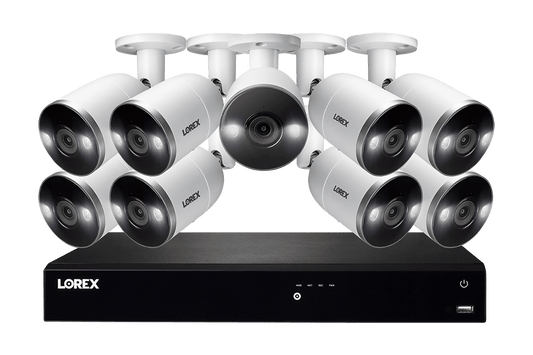 16-Channel 4K Ultra HD Fusion NVR System with 9 Smart Deterrence IP Cameras, 4TB Hard Drive 