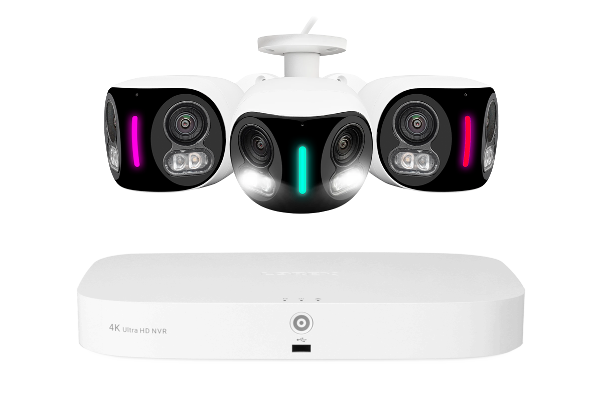 Lorex Fusion NVR with H20 (Halo Series) IP Dual Lens Cameras - 4K 16-Channel 2TB Wired System - White 3