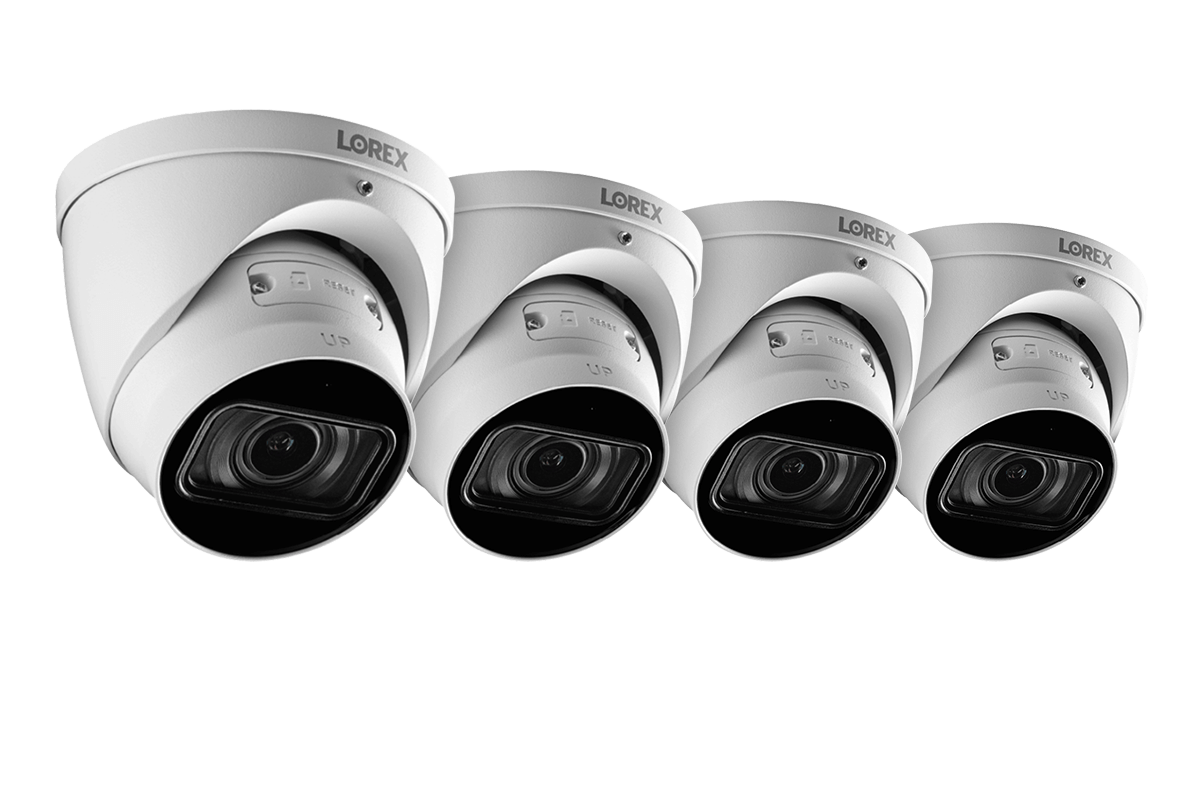 4K (8MP) Motorized Varifocal Smart IP White Dome Security Camera with 4x Optical Zoom, Real-Time 30FPS Recording and Listen-In Audio (4-pack)