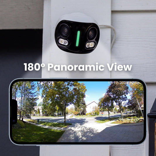 Lorex 4K IP Wired Dual Lens Security Camera with Smart Security Lighting and Smart Motion Detection