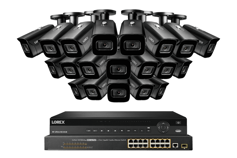 32-Channel Nocturnal NVR System with Twenty 4K (8MP) Smart IP Security Cameras with Real-Time 30FPS Recording and Listen-in Audio
