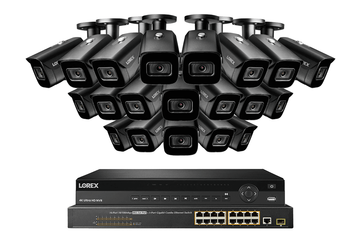 32-Channel NVR System with Twenty 4K (8MP) Smart IP Motorized Optical Zoom Security Cameras and Real-Time 30FPS Recording