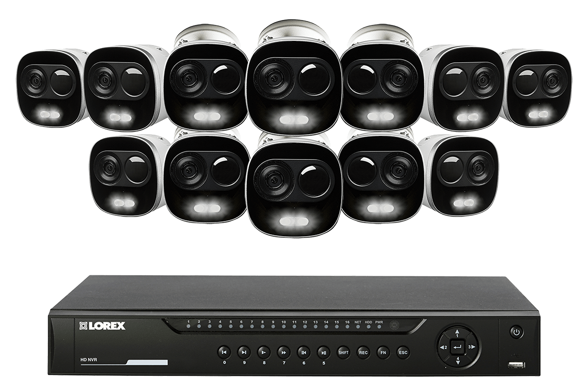 4K Ultra HD IP Camera System with 12 Active Deterrence Security Cameras, 130ft Night Vision