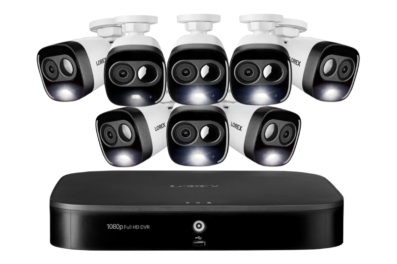 1080p HD 8-Channel Security System with 8 1080p Active Deterrence Security Cameras, Advanced Motion Detection and Smart Home Voice Control