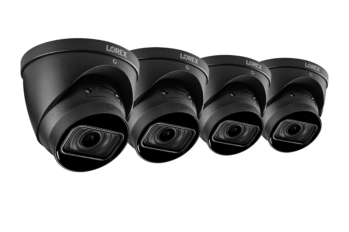 4K (8MP) Motorized Varifocal Smart IP Black Dome Security Camera with 4x Optical Zoom, Real-Time 30FPS Recording and Listen-In Audio (4-pack)
