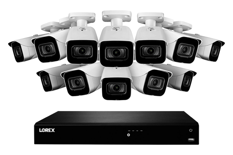 4K Ultra HD Fusion NVR System with 12 Outdoor 4K (8MP) IP Cameras with Smart Motion Detection