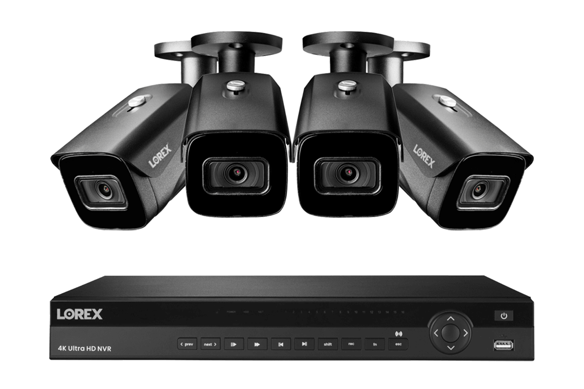 Lorex 4K (16 Camera Capable) 4TB Wired NVR System with Nocturnal 3 Smart IP Bullet Cameras with Listen-In Audio and 30FPS