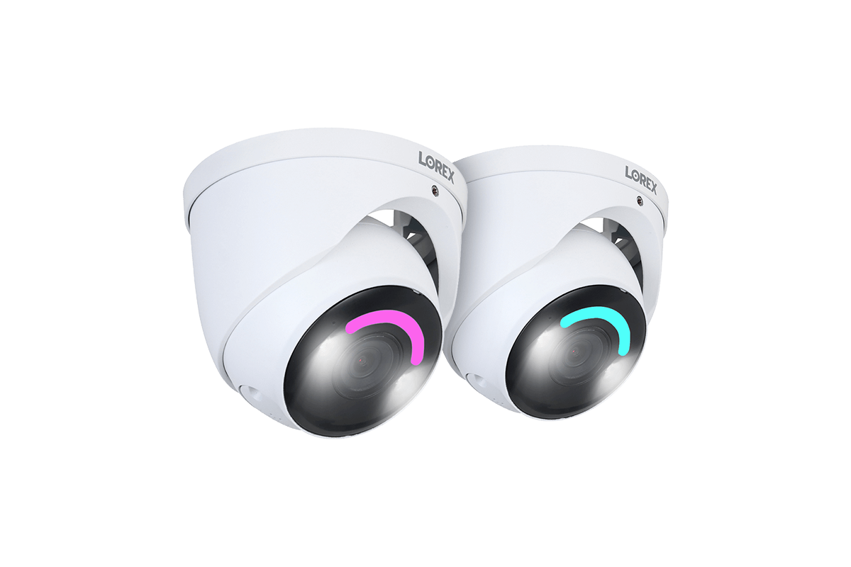 Lorex 4K Smart Security Lighting Deterrence Dome AI PoE IP Wired Camera - White (2-pack)