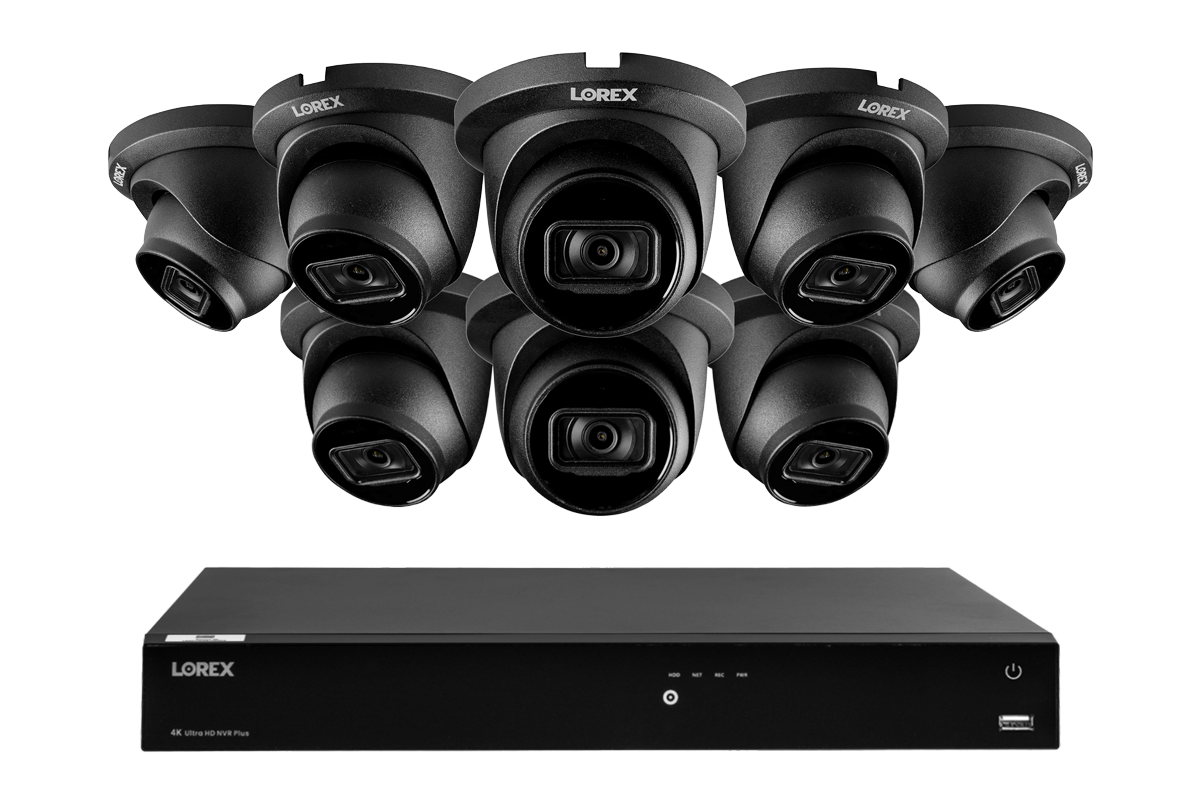 Lorex 4K 16-Camera Capable (Wired or Fusion Wi-Fi) 4TB Wired NVR System with IP Dome Cameras featuring Listen-In Audio