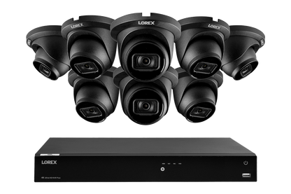 Lorex 4K 16-Camera Capable (Wired or Fusion Wi-Fi) 4TB Wired NVR System with IP Dome Cameras featuring Listen-In Audio