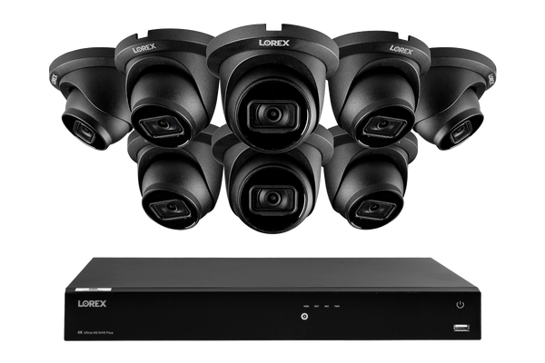 Lorex 4K 16-Camera Capable (Wired or Fusion Wi-Fi) 4TB Wired NVR System with IP Dome Cameras featuring Listen-In Audio