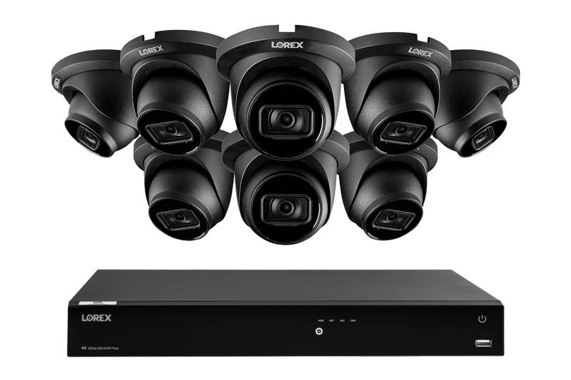 Lorex 4K 16-Camera Capable (Wired or Fusion Wi-Fi) 4TB Wired NVR System with IP Dome Cameras featuring Listen-In Audio