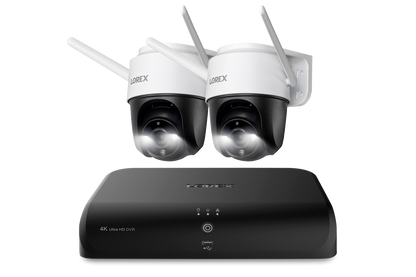 Lorex Fusion 4K 12 Camera Capable (8 Wired + 4 Wi-Fi) 2TB DVR System with Two 2K Pan-Tilt Outdoor Wi-Fi Cameras