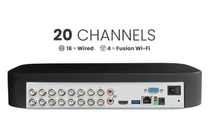 Lorex 4K 20-Channel (16 Wired and 4 Wi-Fi) 2TB Wired DVR System with Analog Active Deterrence Cameras