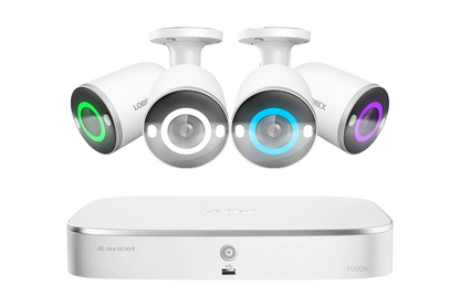 Lorex Fusion 4K 16-Channel 2TB Wired NVR System with Bullet Cameras Featuring Smart Security Lighting - 4 Cameras
