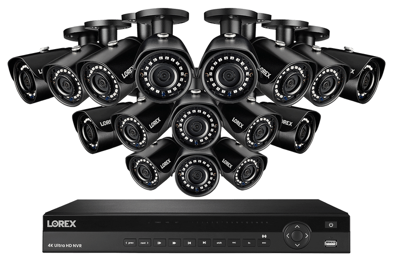 IP Security Camera System with 16-Channel NVR and 16 Weatherproof 2K (5MP) Cameras with Color Night Vision
