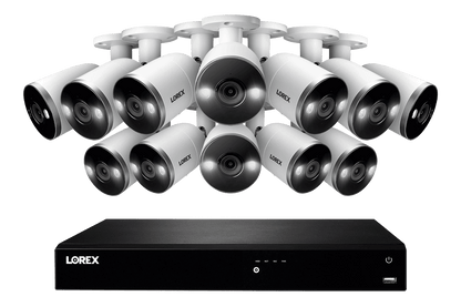 16-Channel 4K Ultra HD Fusion NVR IP System with 12 Smart Deterrence Cameras