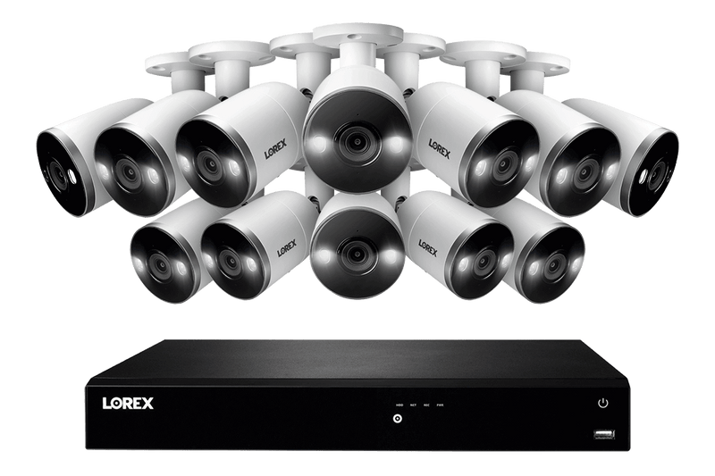 16-Channel 4K Ultra HD Fusion NVR IP System with 12 Smart Deterrence Cameras