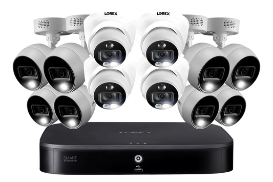 4K Ultra HD Security System with Twelve 4K (8MP) Active Deterrence Cameras featuring Smart Motion Detection and Smart Home Voice Control