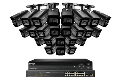 32-Channel NVR System with Twenty-Four 4K (8MP) Smart IP Motorized Optical Zoom Security Cameras and Real-Time 30FPS Recording