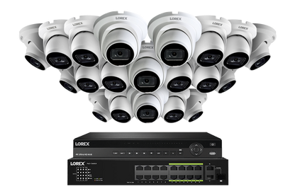 Lorex 4K (32 Camera Capable) 8TB Wired NVR System with Nocturnal 3 Smart IP Dome Cameras Featuring Listen-In Audio and 30FPS Recording