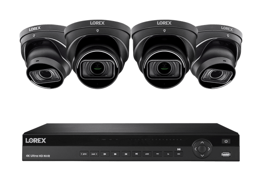 Lorex 4K (16 Camera Capable) 4TB Wired NVR System with Nocturnal 3 Smart IP Dome Cameras with Listen-in Audio and Motorized Varifocal Lenses