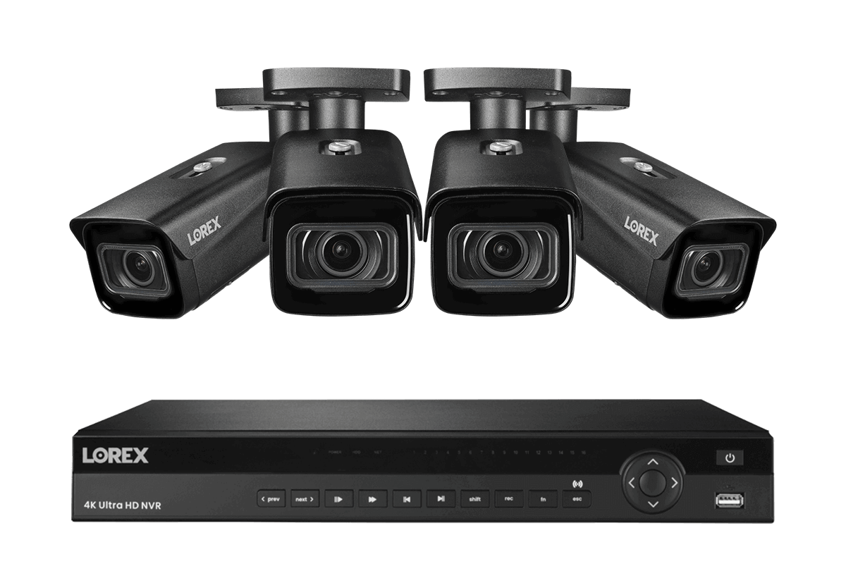 Lorex 4K (16 Camera Capable) 4TB Wired NVR System with Nocturnal 3 Smart IP Bullet Cameras with Motorized Varifocal Lens