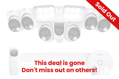 Lorex Fusion 4K 8-Channel 2TB Wired NVR System with 6 Dome Cameras + 2K Wi-Fi Video Doorbell, Wi-Fi Floodlight Camera and Smart Sensor Kit