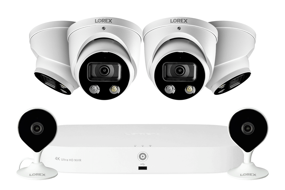 8-Channel NVR Fusion System with 4 Smart Deterrence IP Dome Cameras and ...