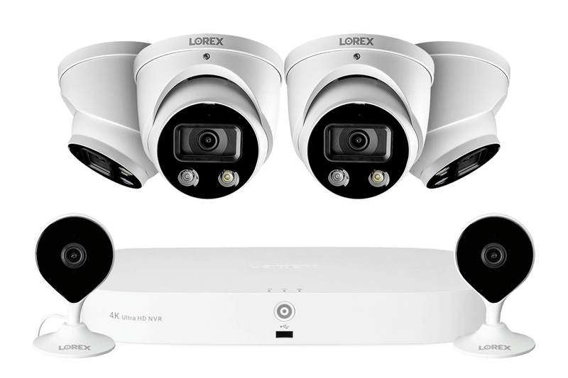 8-Channel NVR Fusion System with Four Smart Deterrence IP Dome Security Cameras and Two Indoor Wi-Fi Cameras