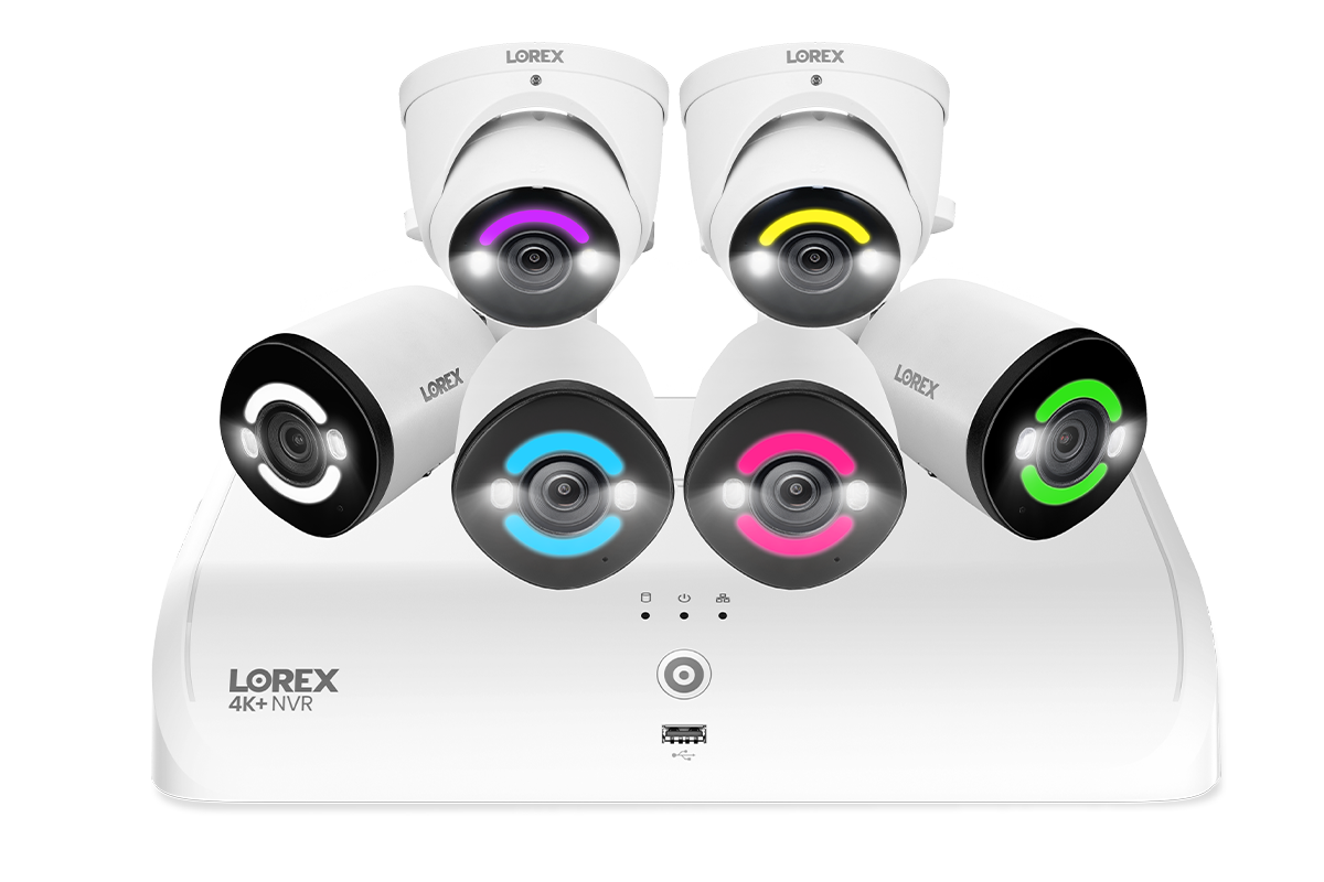 Lorex 4K+ Fusion Wired NVR System with 4 Bullet and 2 Dome IP Cameras Featuring 12MP Ultra HD and Smart Security Lighting