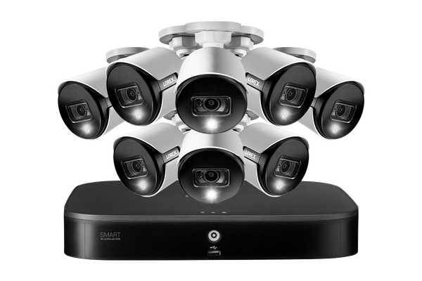 4K Ultra HD Security System with 8-Channel DVR and Eight 4K (8MP) Active Deterrence Cameras featuring Smart Motion Detection and Smart Home Voice Control