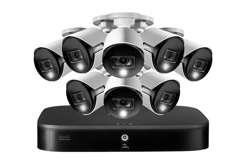 4K Ultra HD Security System with 8-Channel DVR and Eight 4K (8MP) Active Deterrence Cameras featuring Smart Motion Detection and Smart Home Voice Control
