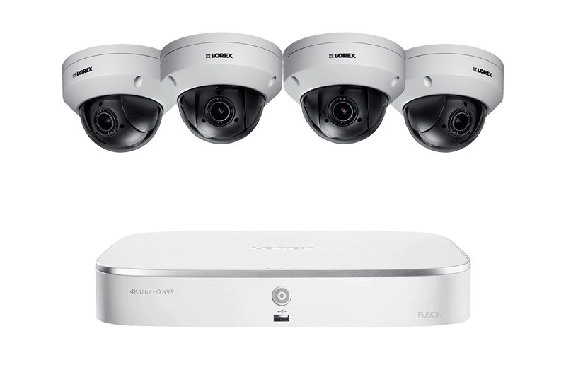 Lorex 4K 16 Camera Capable (8 Wired and 8 Wi-Fi) 2TB NVR System with Four 2K Pan Tilt Zoom IP Cameras