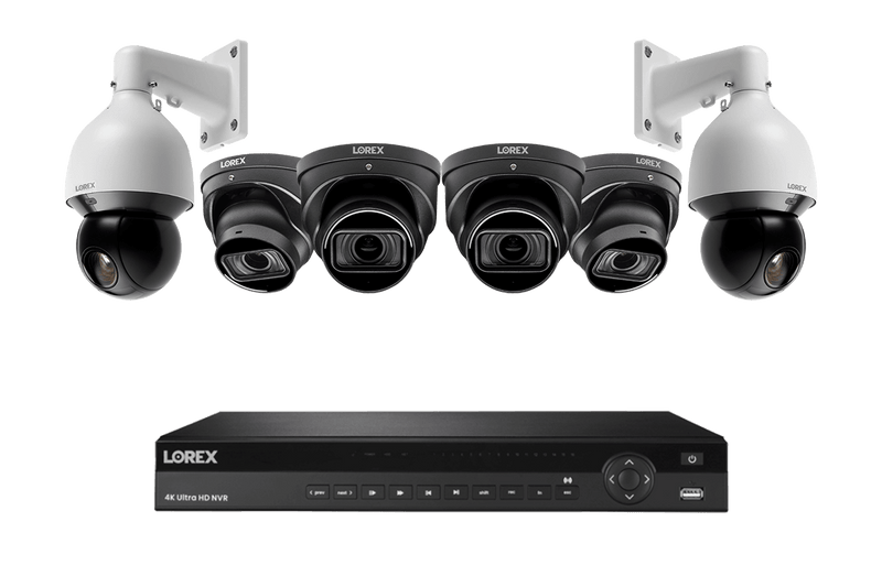 Lorex Nocturnal 4 4K (16 Camera Capable) 4TB NVR System with 4 Smart IP Dome Cameras and 2 Pan Tilt Zoom IP Cameras - Black