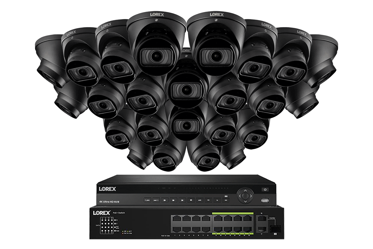 Lorex 4K (32 Camera Capable) 8TB Wired NVR System with Nocturnal 3 Smart IP Dome Cameras Featuring Motorized Varifocal Lens and 30FPS Recording