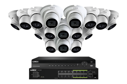 Lorex 4K (32 Camera Capable) 8TB Wired NVR System with Nocturnal 3 Smart IP Dome Cameras Featuring Listen-In Audio and 30FPS Recording