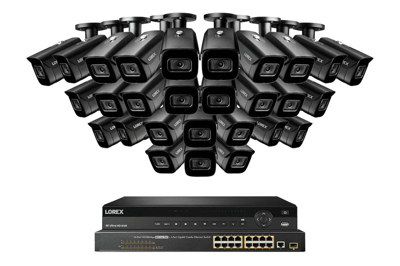 Lorex 4K (32 Camera Capable) 8TB Wired NVR System with Nocturnal 3 Smart IP Bullet Cameras Featuring Listen-In Audio and 30FPS Recording