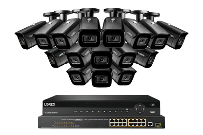 32-Channel NVR System with Sixteen 4K (8MP) Smart IP Motorized Optical Zoom Security Cameras and Real-Time 30FPS Recording