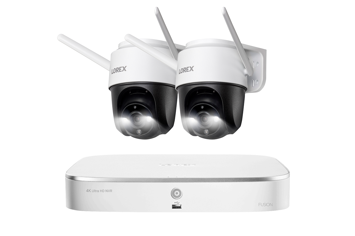 Lorex Fusion 4K 16 Camera Capable (8 Wired and 8 Wi-Fi) 2TB NVR System with Two 2K Pan-Tilt Outdoor Wi-Fi Cameras