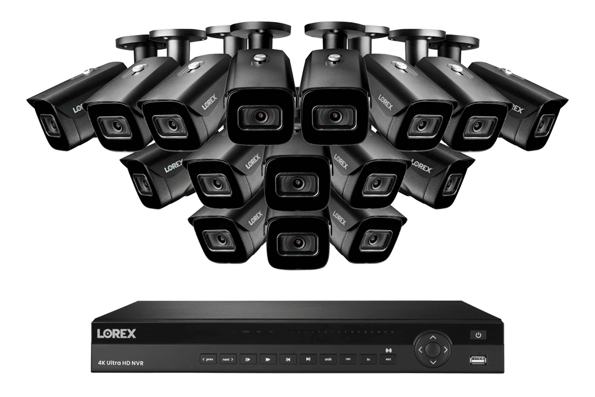 Lorex 4K (16 Camera Capable) 4TB Wired NVR System with Nocturnal 3 Smart IP Bullet Cameras with Listen-In Audio and 30FPS