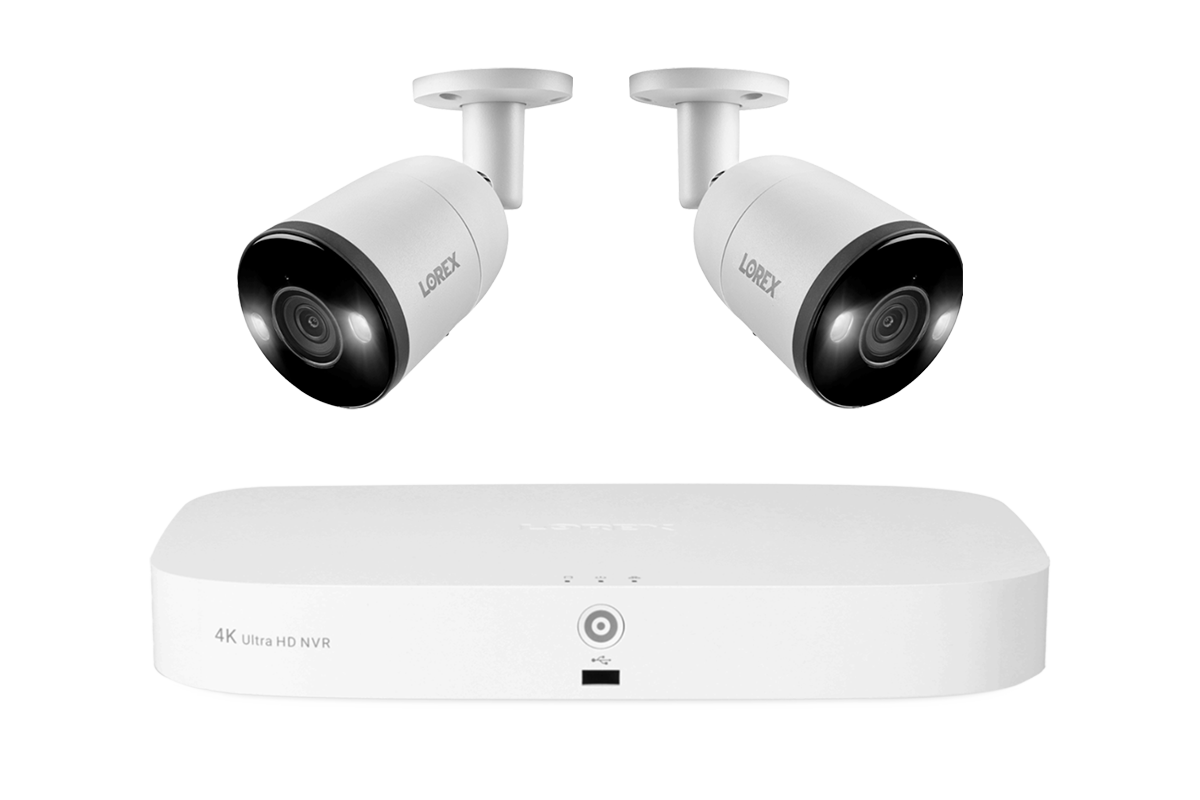 Lorex Fusion 4K 16-Camera Capable (8 Wired + 8 Wi-Fi) 2TB NVR System with Bullet Cameras Featuring Smart Deterrence and 2-Way Audio