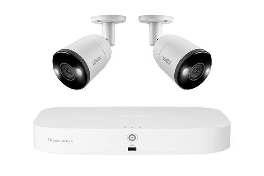 Lorex Fusion 4K 16-Camera Capable (8 Wired + 8 Wi-Fi) 2TB NVR System with Bullet Cameras Featuring Smart Deterrence and 2-Way Audio